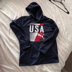 Puma Men's Blue Hoodie with USA Design